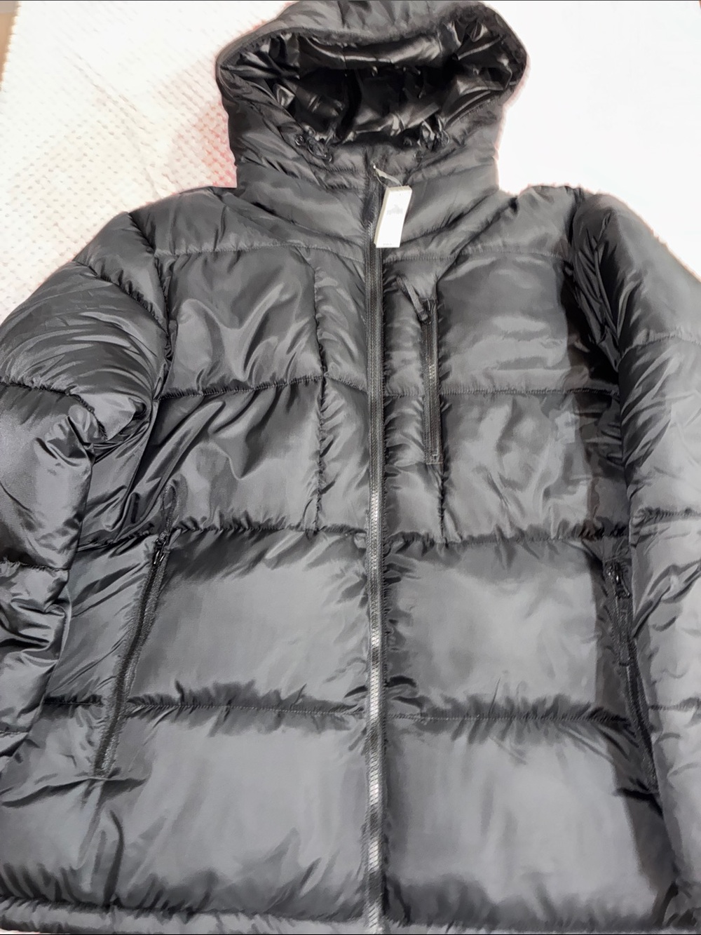 GAP NWT Black Men's Quilted Puffer Jacket with Hood NWT Size Large